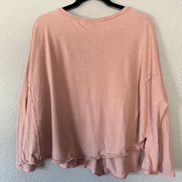 Out From Under UO Slouchy Oversize Button Front V-Neck Drop Shoulder Top Med - Picture 4 of 10